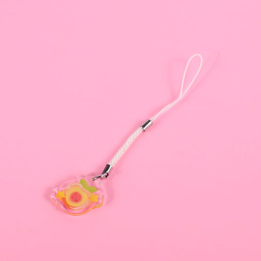Peach Button Phone Charm