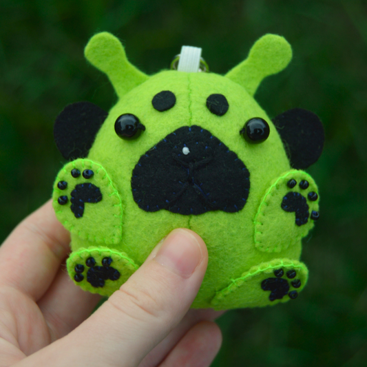 MADE TO ORDER HANDSEWN Alien Dog Bag Charm