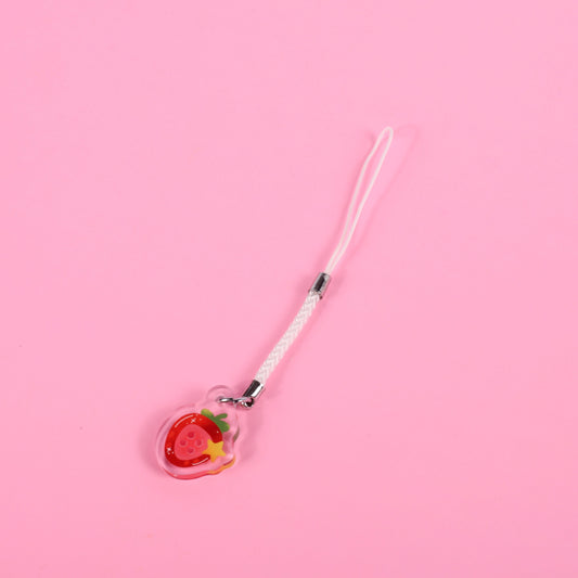 Strawberry Button Phone Charm