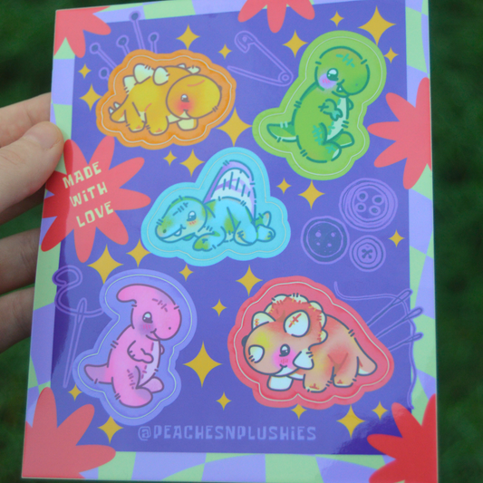 Dinosaur Plushie Sticker Sheet