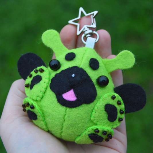 MADE TO ORDER HANDSEWN Alien Dog Bag Charm