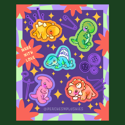 Dinosaur Plushie Sticker Sheet